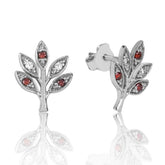 Boucles d'oreilles cloutées en argent avec branche d'amour